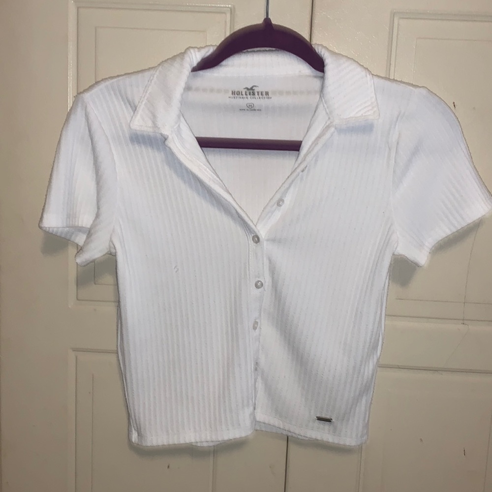 Hollister white collared shirt
